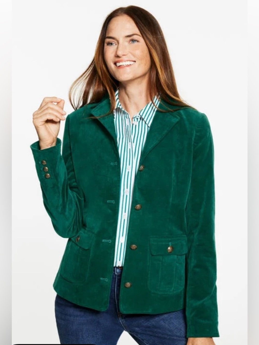 Talbots Velveteen Jacket Blazer Pine Grove Green Size 6 NWT